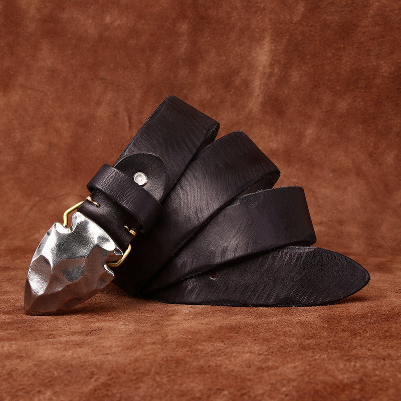 Vintage Stainless Steel Buckle Genuine Leather Belt 3.8cm B16