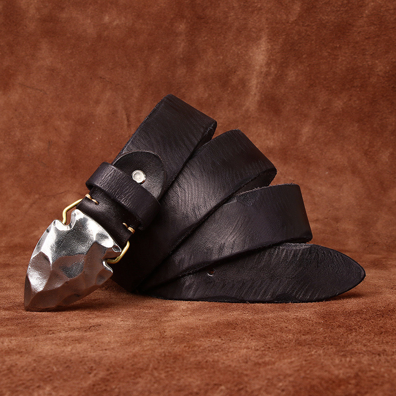 Vintage Stainless Steel Buckle Genuine Leather Belt 3.8cm B16