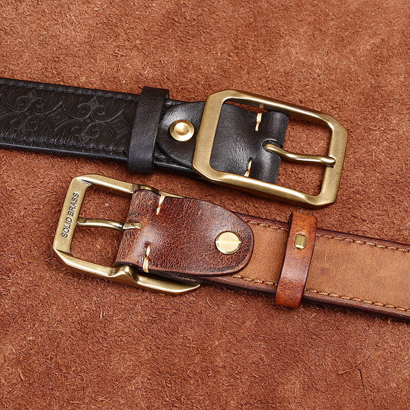 Genuine Leather Thickened Belt With Embossed Design 3.8cm B08