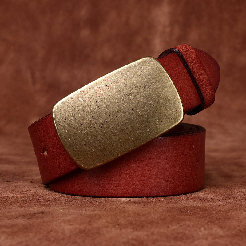 Genuine Leather Belt With Sliding Buckle 3.8cm B06