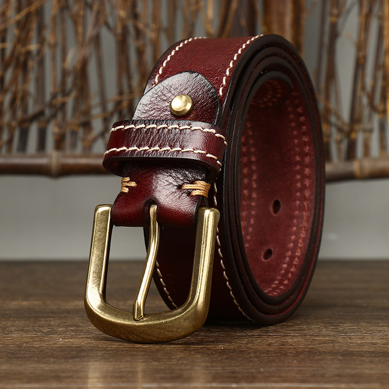 Vintage Versatile Genuine Leather Belt Wide 3.8CM B50-KKICO