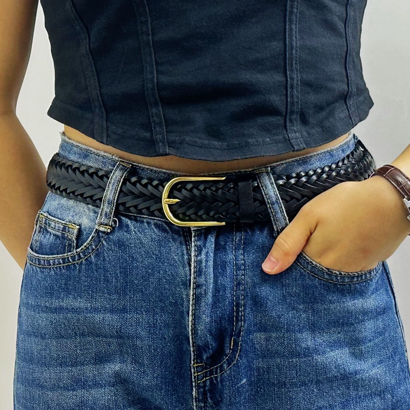 Genuine Leather Woven Belt 3.0cm B07-KKICO