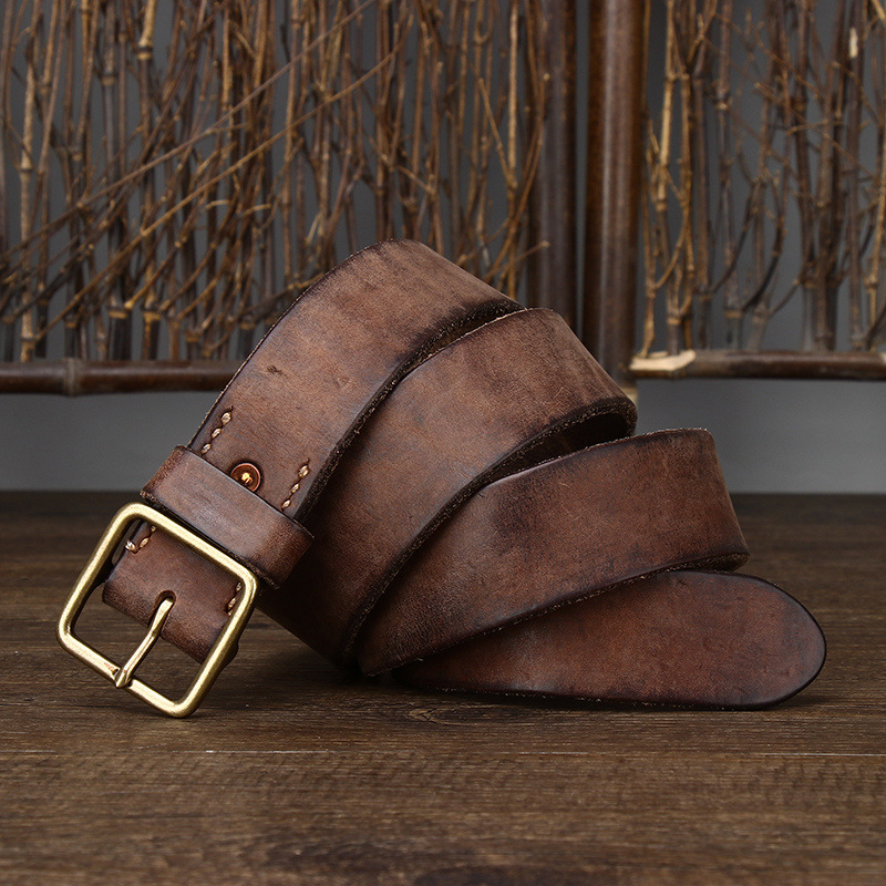 Washed Distressed Genuine Leather Belt Wide 3.8CM or 4.1CM B52