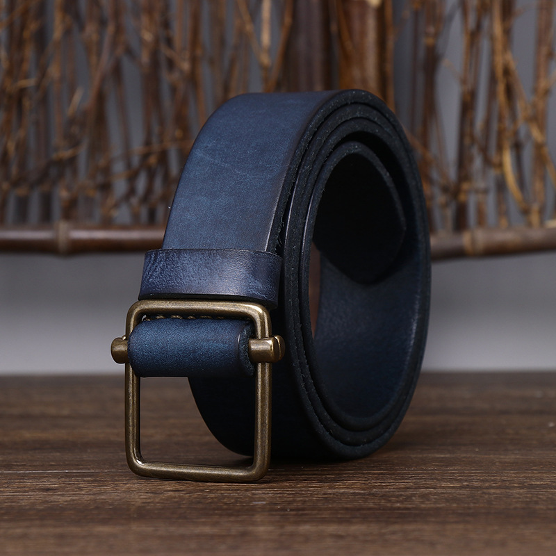 Perforated-free Vintage Genuine Leather Belt Wide 3.8CM B55-KKICO