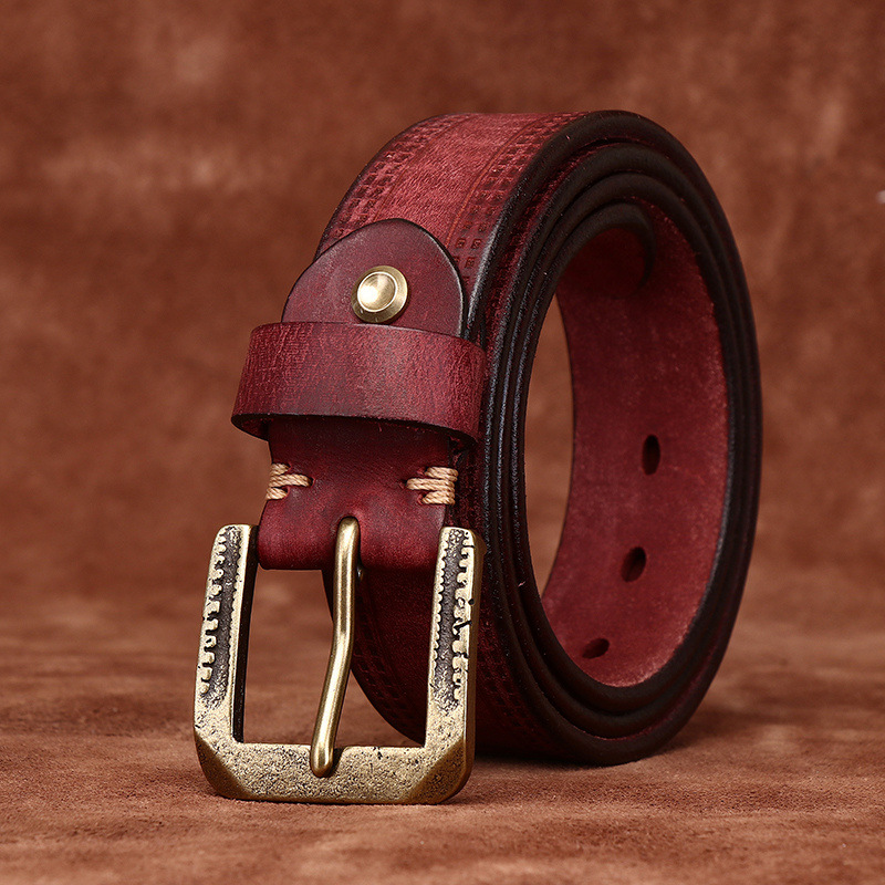 Vintage Embossed Matte Genuine Leather Belt 3.8cm B12-KKICO