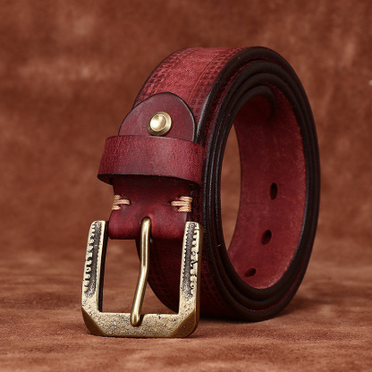 Vintage Embossed Matte Genuine Leather Belt 3.8cm B12