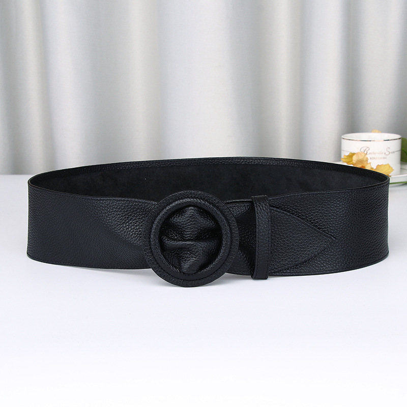 Wide Ultra-thin Genuine Leather Belt 7.0cm B14