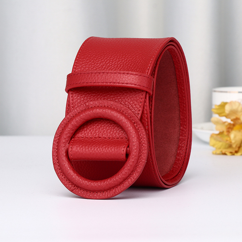 Wide Ultra-thin Genuine Leather Belt 7.0cm B14