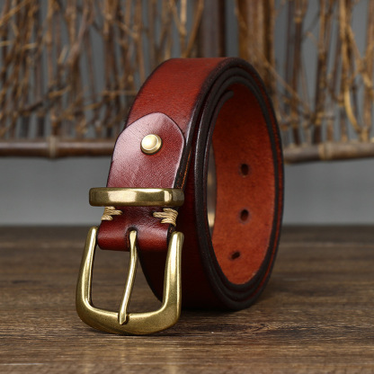 Vintage Genuine Leather Belt Wide 3.3CM B66