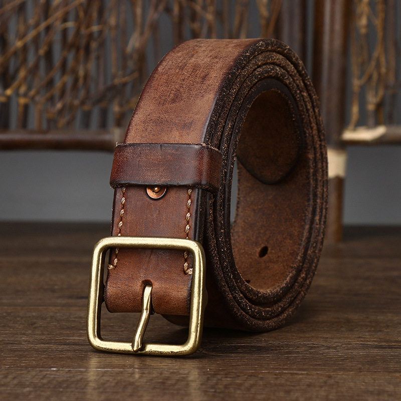 Washed Distressed Genuine Leather Belt Wide 3.8CM or 4.1CM B52-KKICO