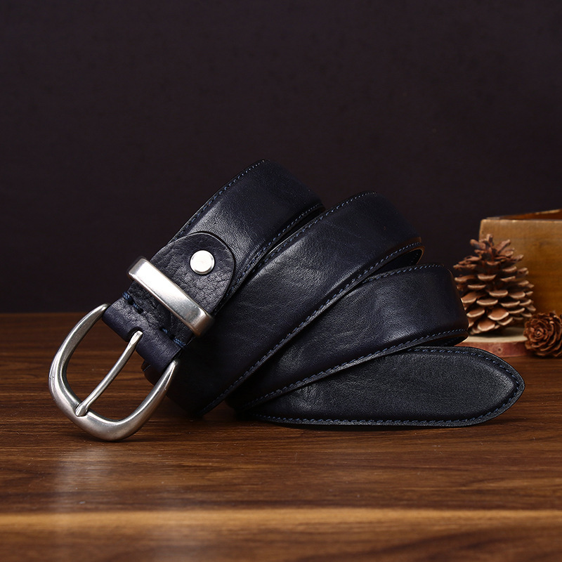 Giovanni Stainless Steel Buckle Leather Belt Wide 3.3CM B33