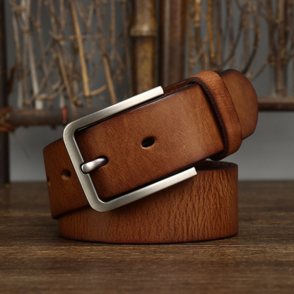 Simple Retro Genuine Leather Belt Wide 3.8CM B48