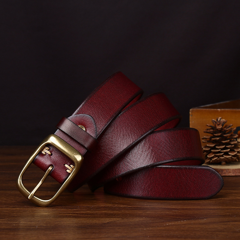 Rustic Leather Everyday Belt Wide 3.3CM  B32