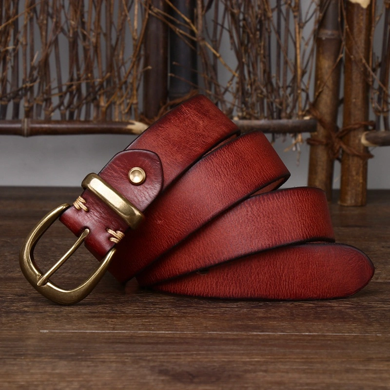 Giovanni Full-Grain Leather Belt with Brass Buckle | 3.3cm Wide
