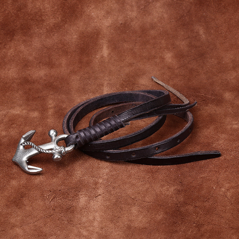 Ins-style Embossed Genuine Leather Belt 0.8cm Wide B28