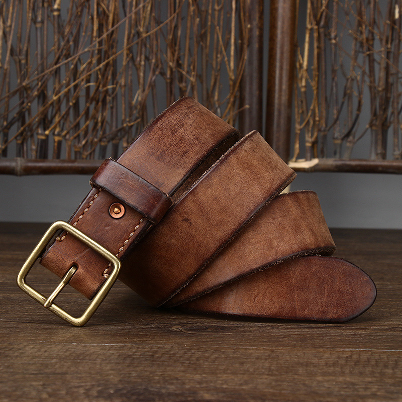 Washed Distressed Genuine Leather Belt Wide 3.8CM or 4.1CM B52