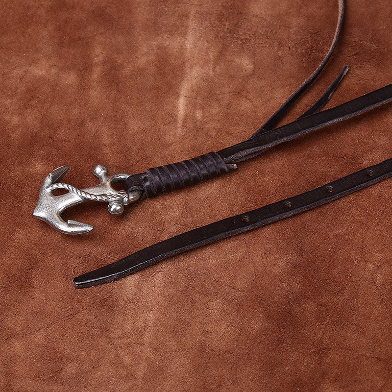 Ins-style Embossed Genuine Leather Belt 0.8cm Wide B28-KKICO