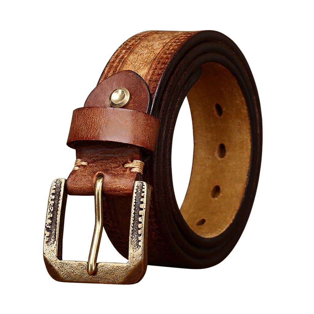Vintage Embossed Matte Genuine Leather Belt 3.8cm B12-KKICO