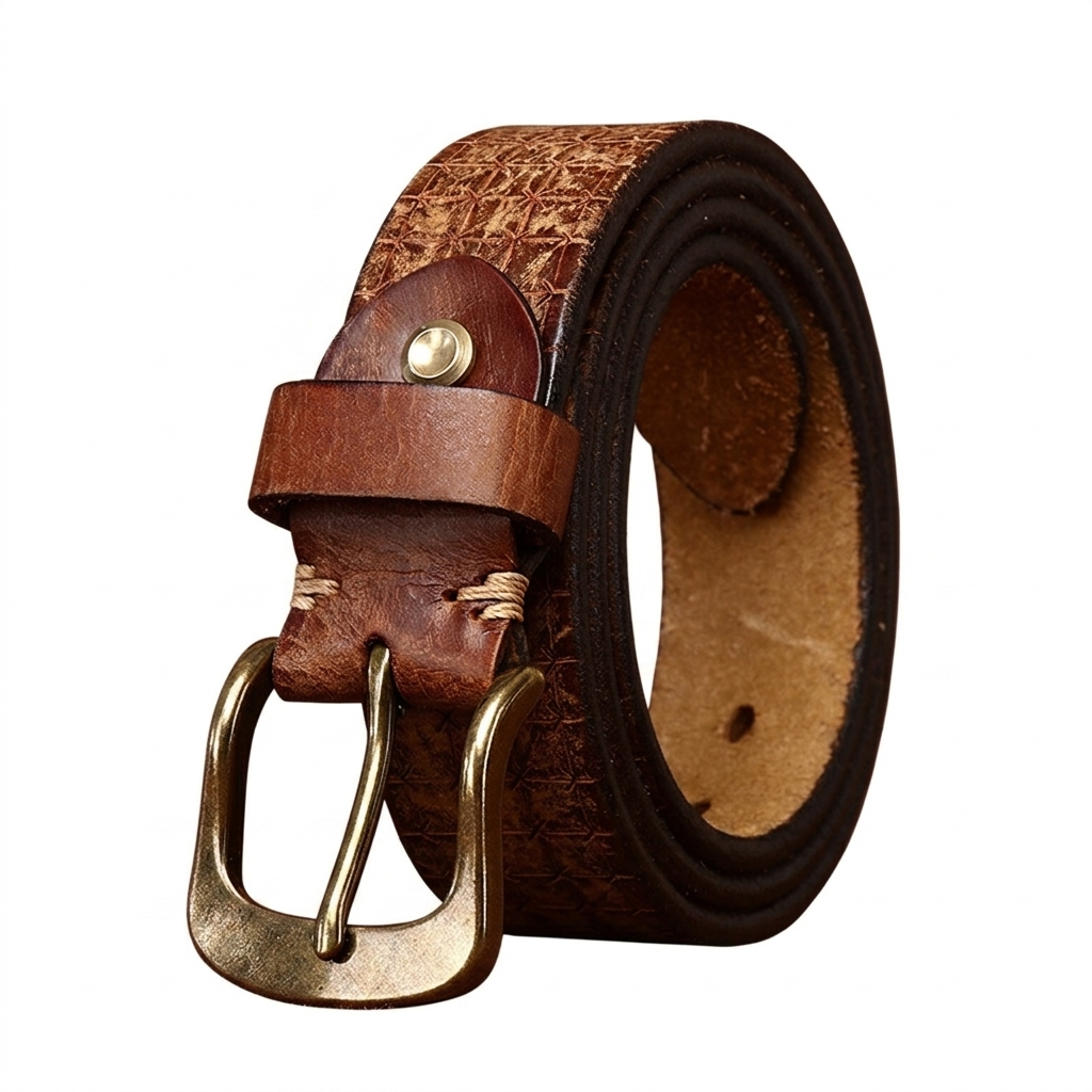 Embossed Vintage Genuine Leather Belt Wide 3.8CM  B35-KKICO