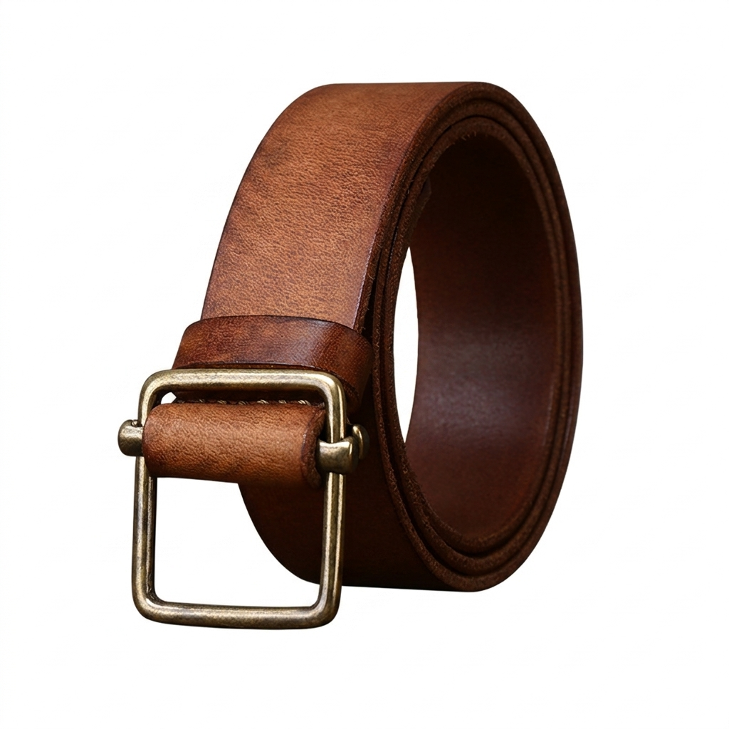 Perforated-free Vintage Genuine Leather Belt Wide 3.8CM B55-KKICO