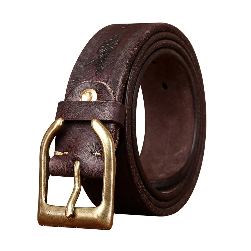 Vintage Genuine Leather Belt Wide 3.8CM B74-KKICO