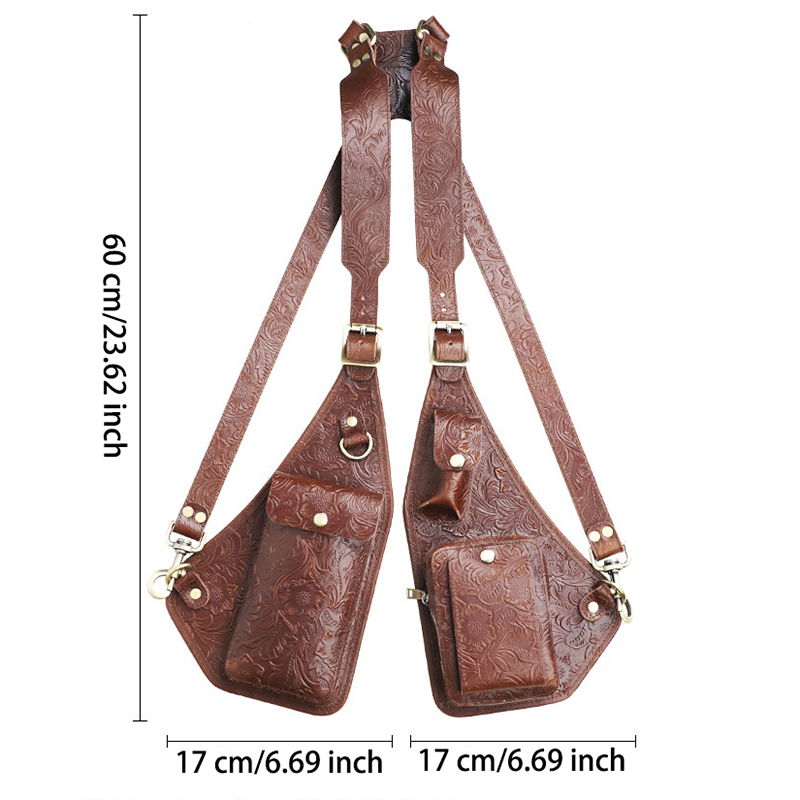 Vintage Embossed Leather Shoulder Holster Bag for Men