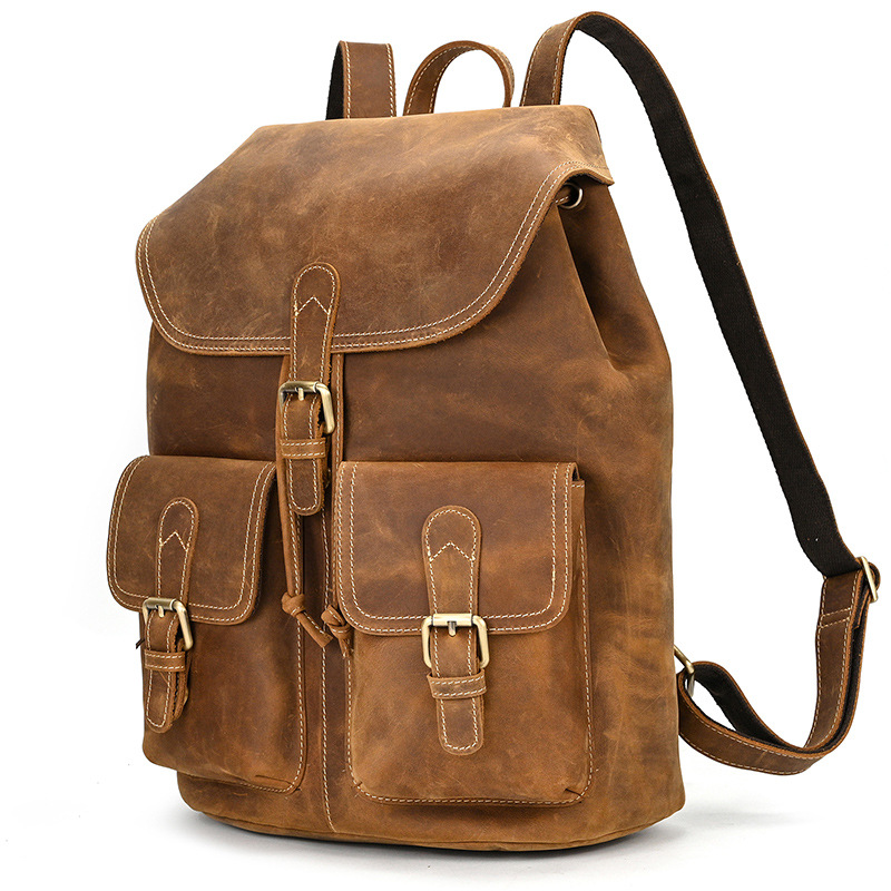 Vintage Leather Rucksack Backpack | 41cm Flap-Top Bag