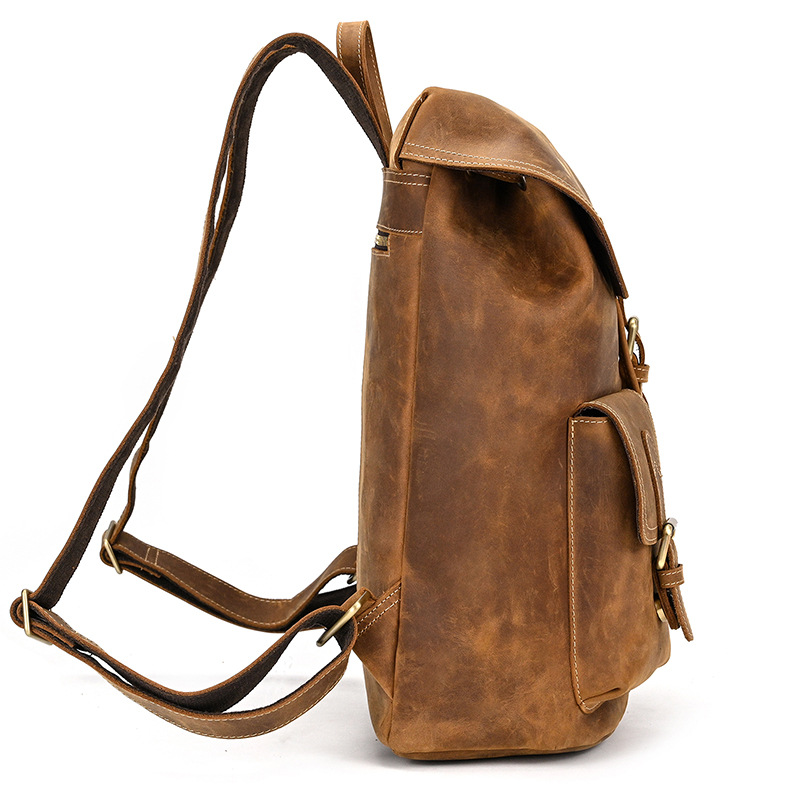 Vintage Leather Rucksack Backpack | 41cm Flap-Top Bag