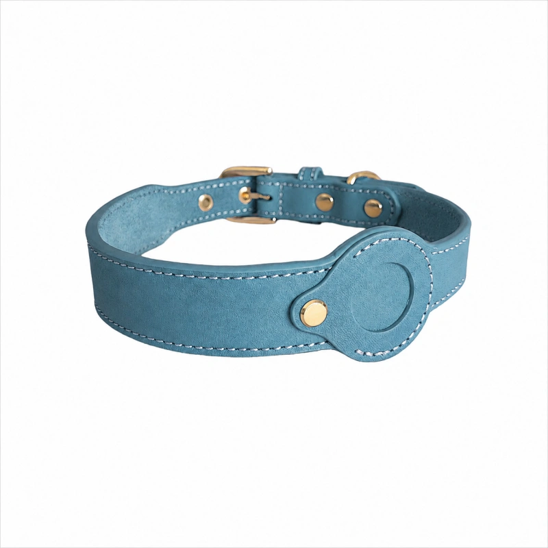 Leather AirTag Dog Collar | Wide Pet Collar with AirTag Holder