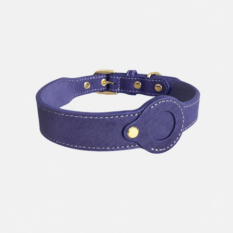 Leather AirTag Dog Collar | Wide Pet Collar with AirTag Holder