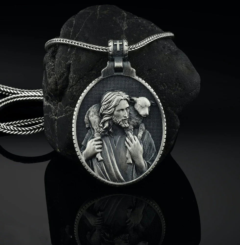 The Good Shepherd Sterling Silver Necklace - Sacred Symbol of Christ's Loving Care - John 10:14-KKICO