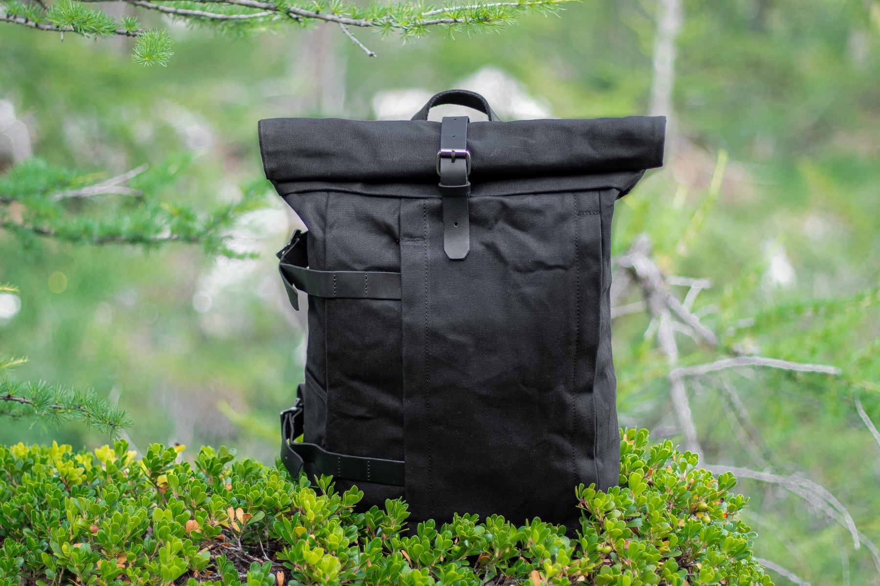 old school biker black backpack