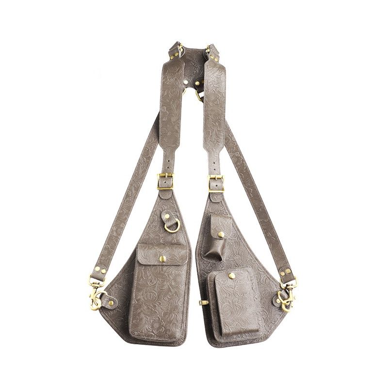 Vintage Embossed Leather Shoulder Holster Bag for Men