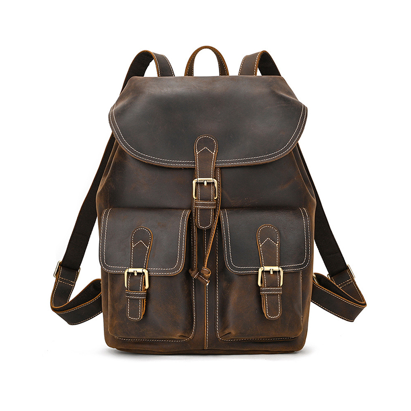 Vintage Leather Rucksack Backpack | 41cm Flap-Top Bag