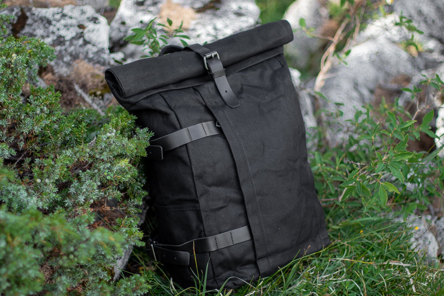 retro biker canvas backpack