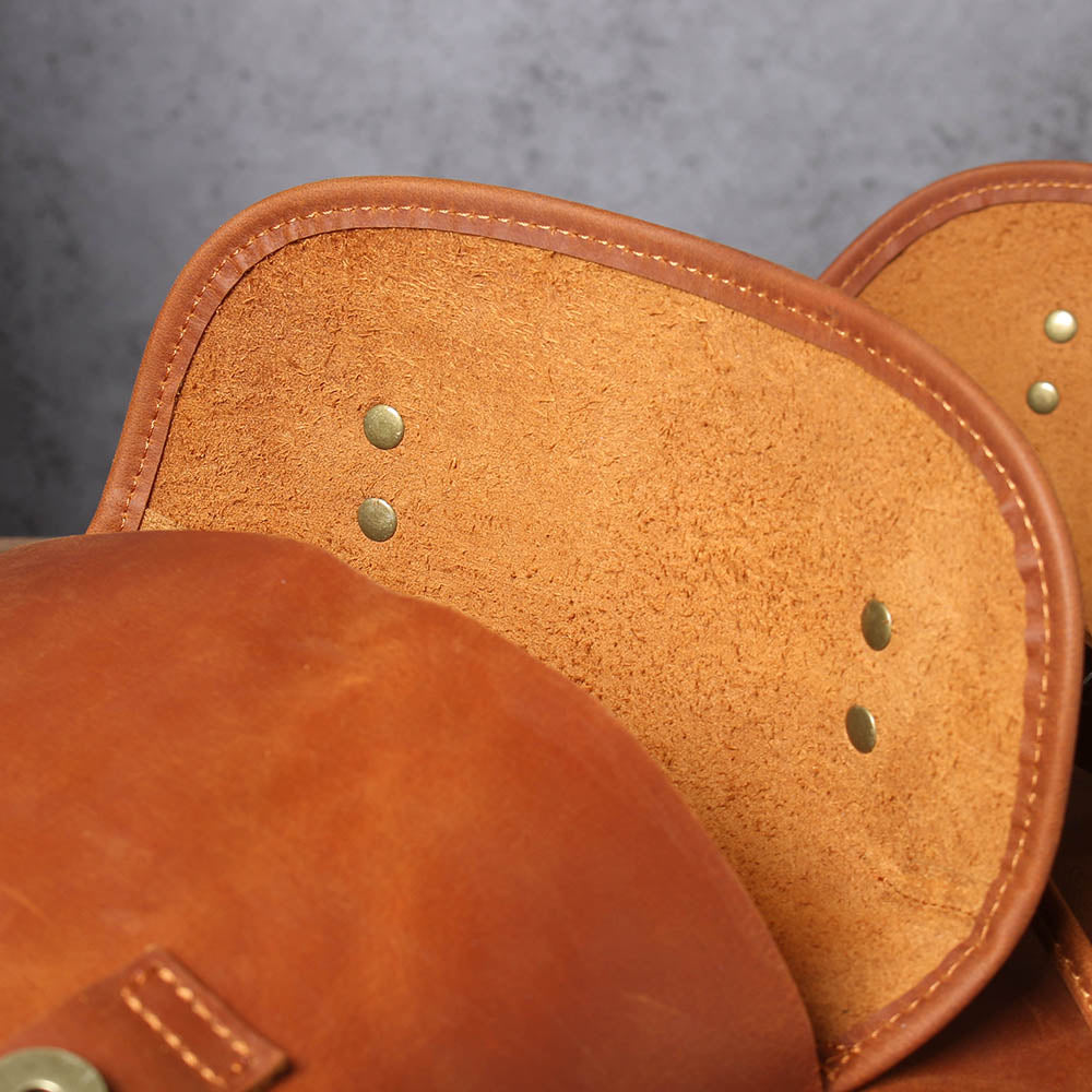 full grain leather hiking backpack