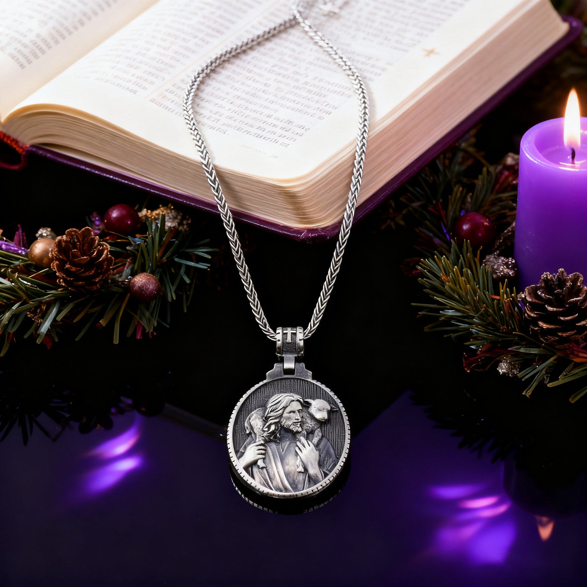 The Good Shepherd Sterling Silver Necklace - Sacred Symbol of Christ's Loving Care - John 10:14-KKICO