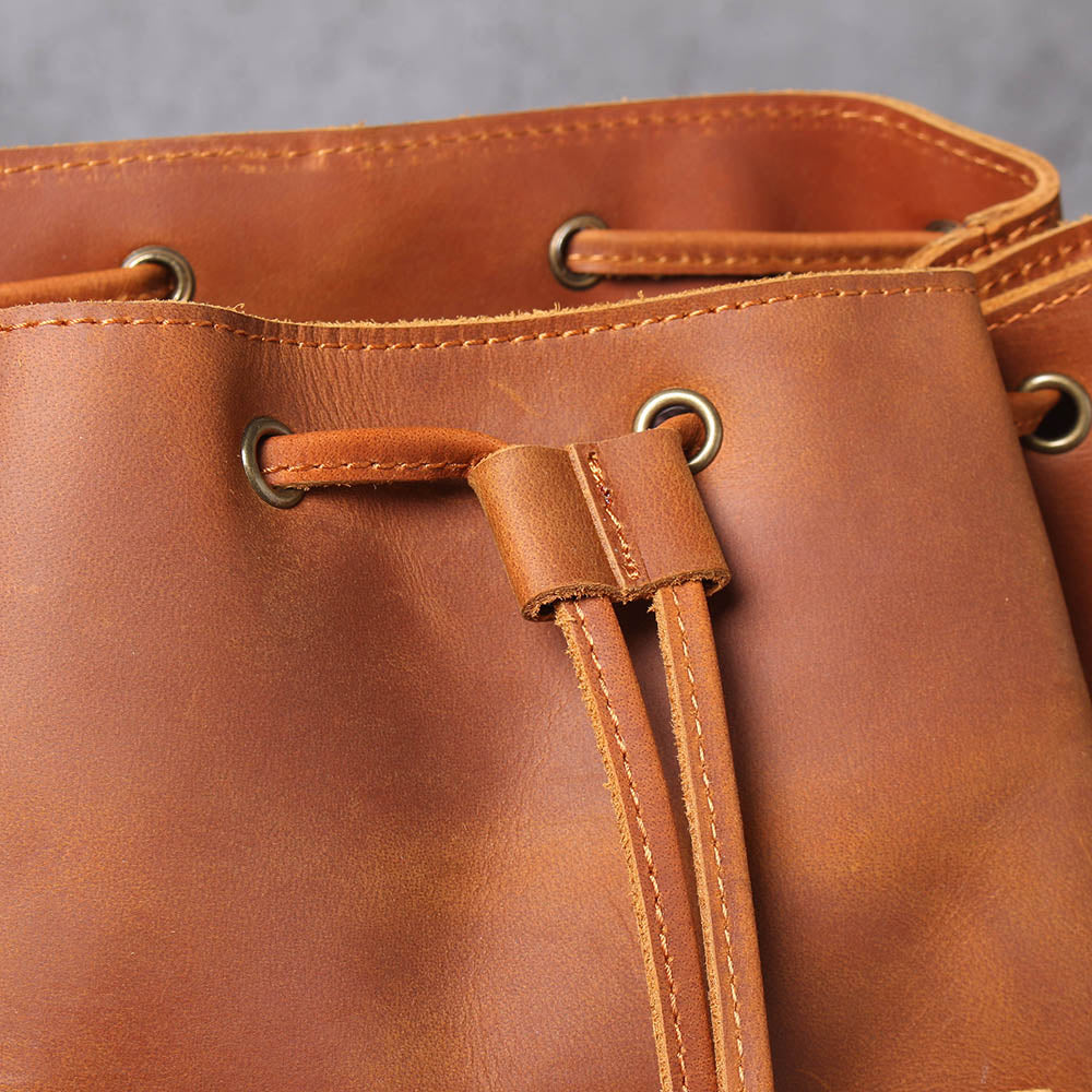 good taupe leather backpack