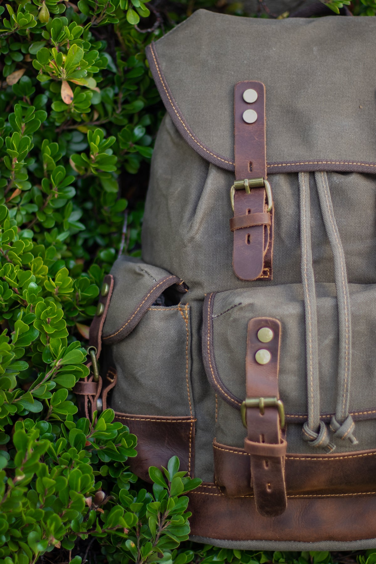 canvas hiking backpack used for everyday travel and city exploration