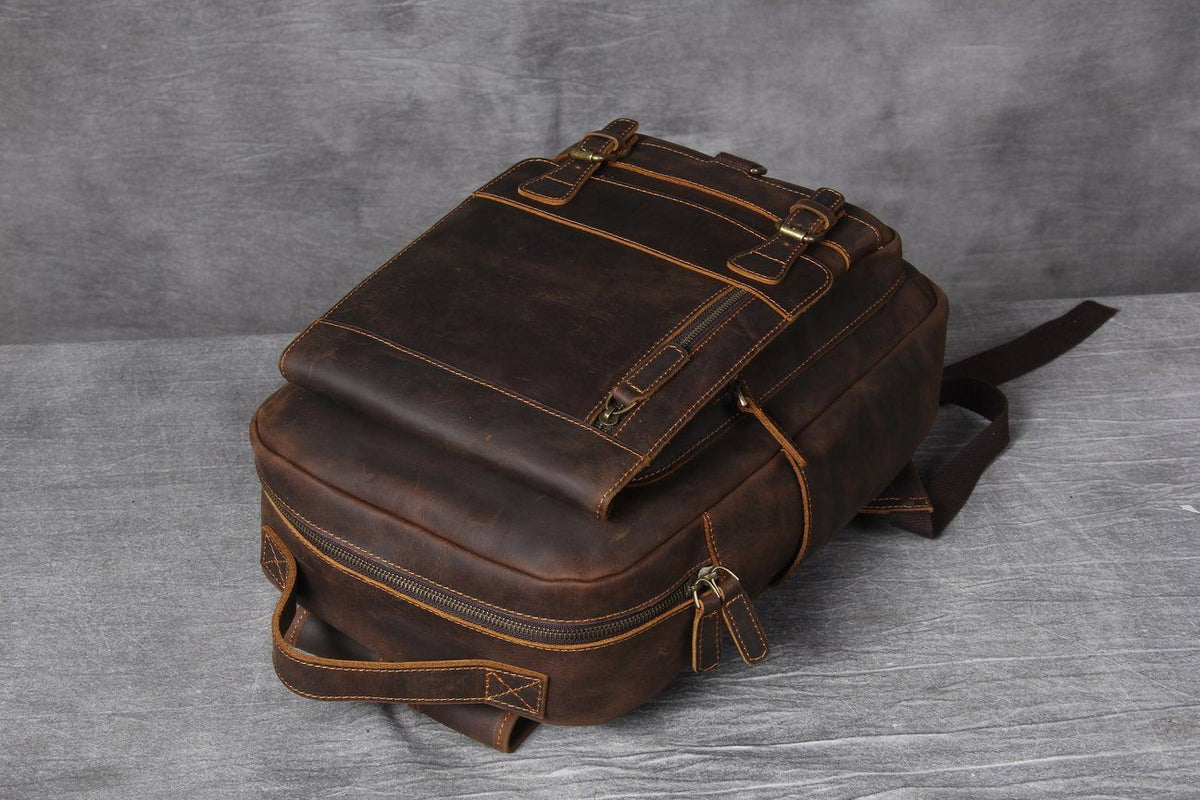 handmade tan backpack cow leather