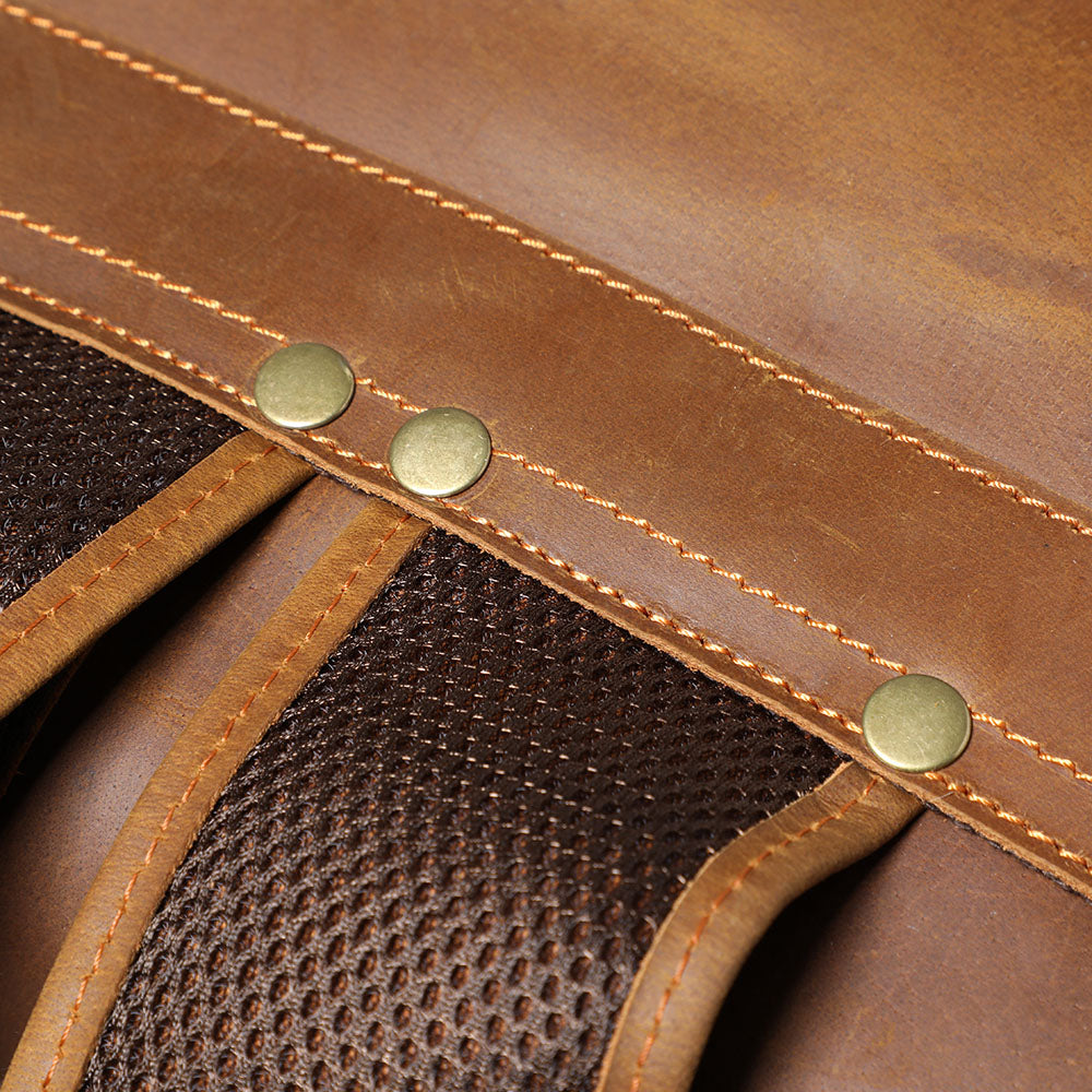 leather knapsack
