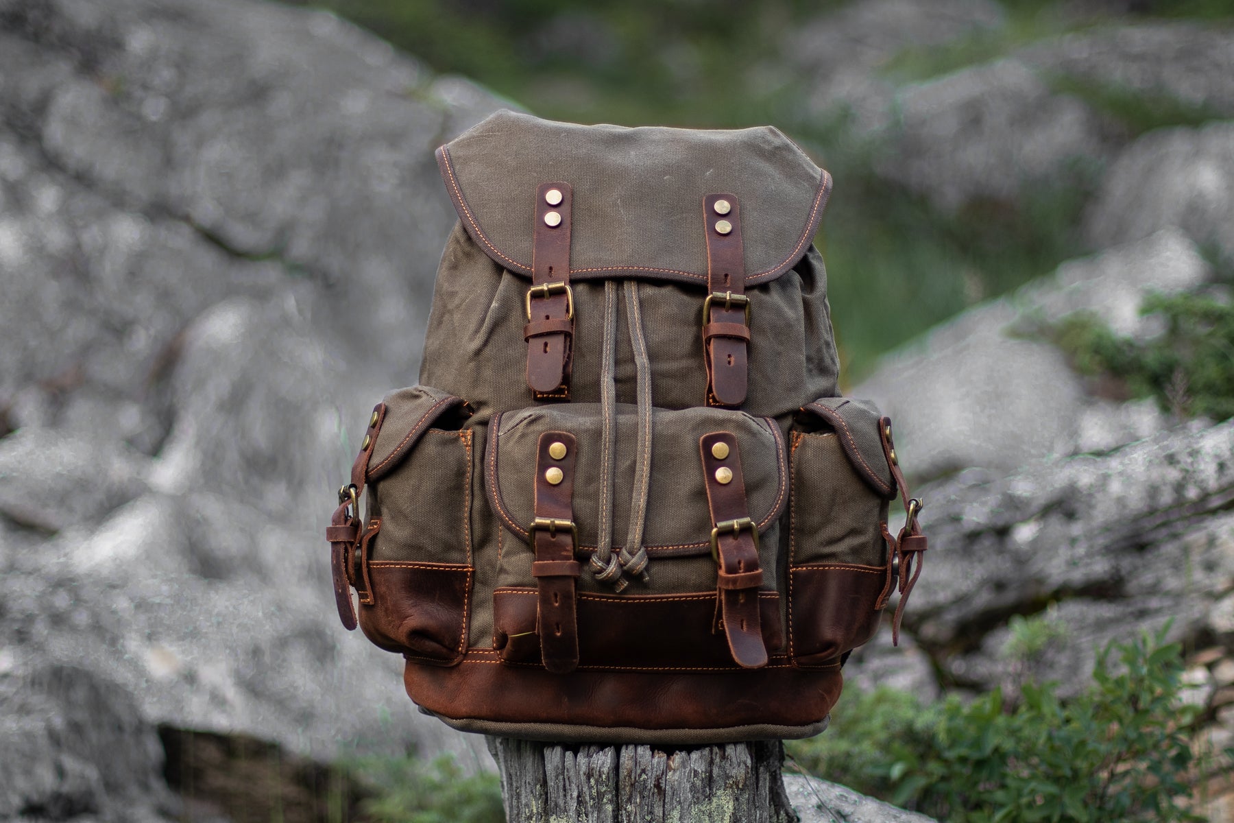 classic canvas hiking backpack with timeless outdoor silhouette