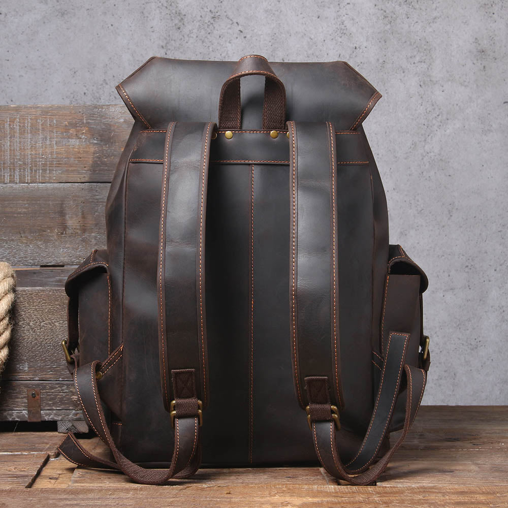 well made classic leather laptop travel bag with roomy organizer to carry a toiletry pouch, garment, jackets or everyday use belongings