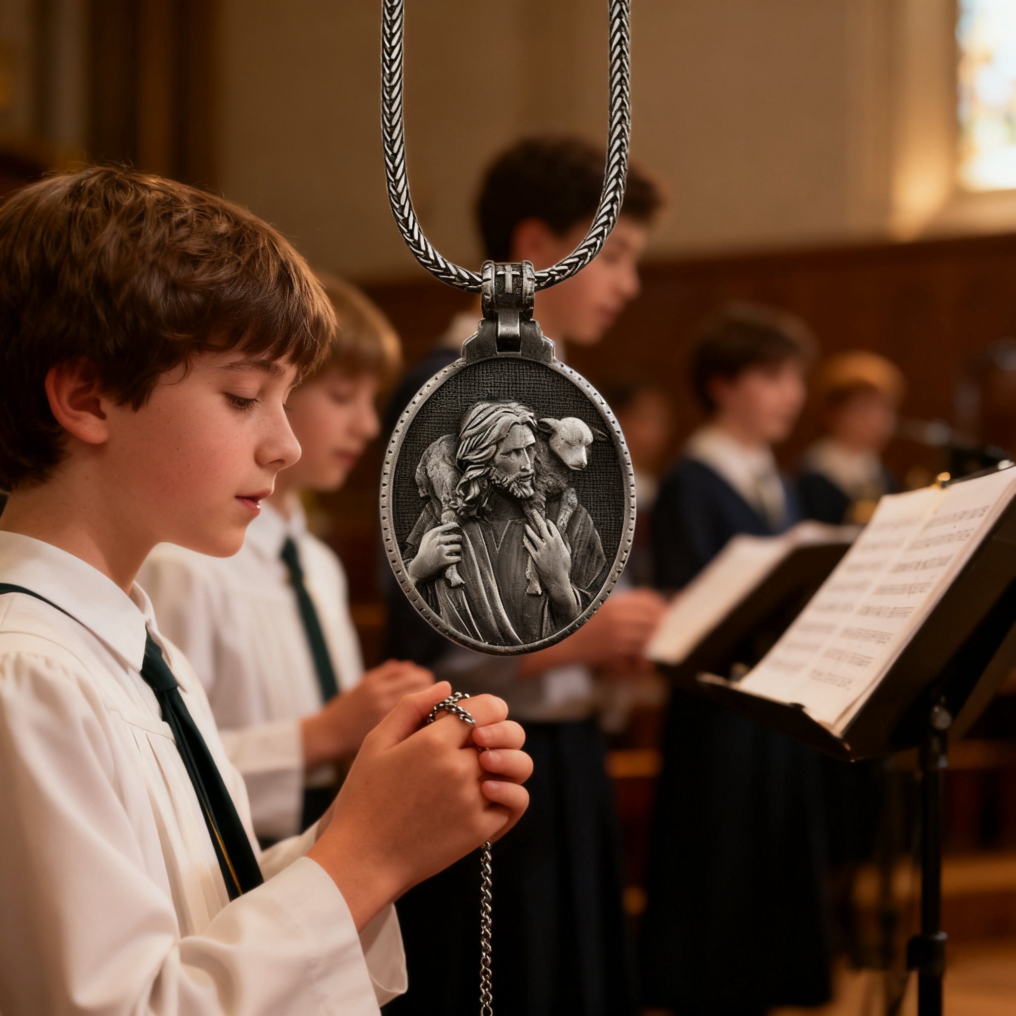 The Good Shepherd Sterling Silver Necklace - Sacred Symbol of Christ's Loving Care - John 10:14-KKICO