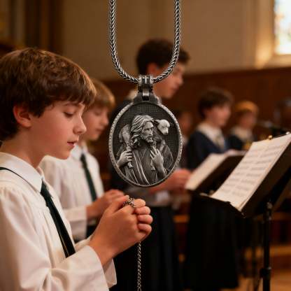 The Good Shepherd Sterling Silver Necklace - Sacred Symbol of Christ's Loving Care - John 10:14-KKICO