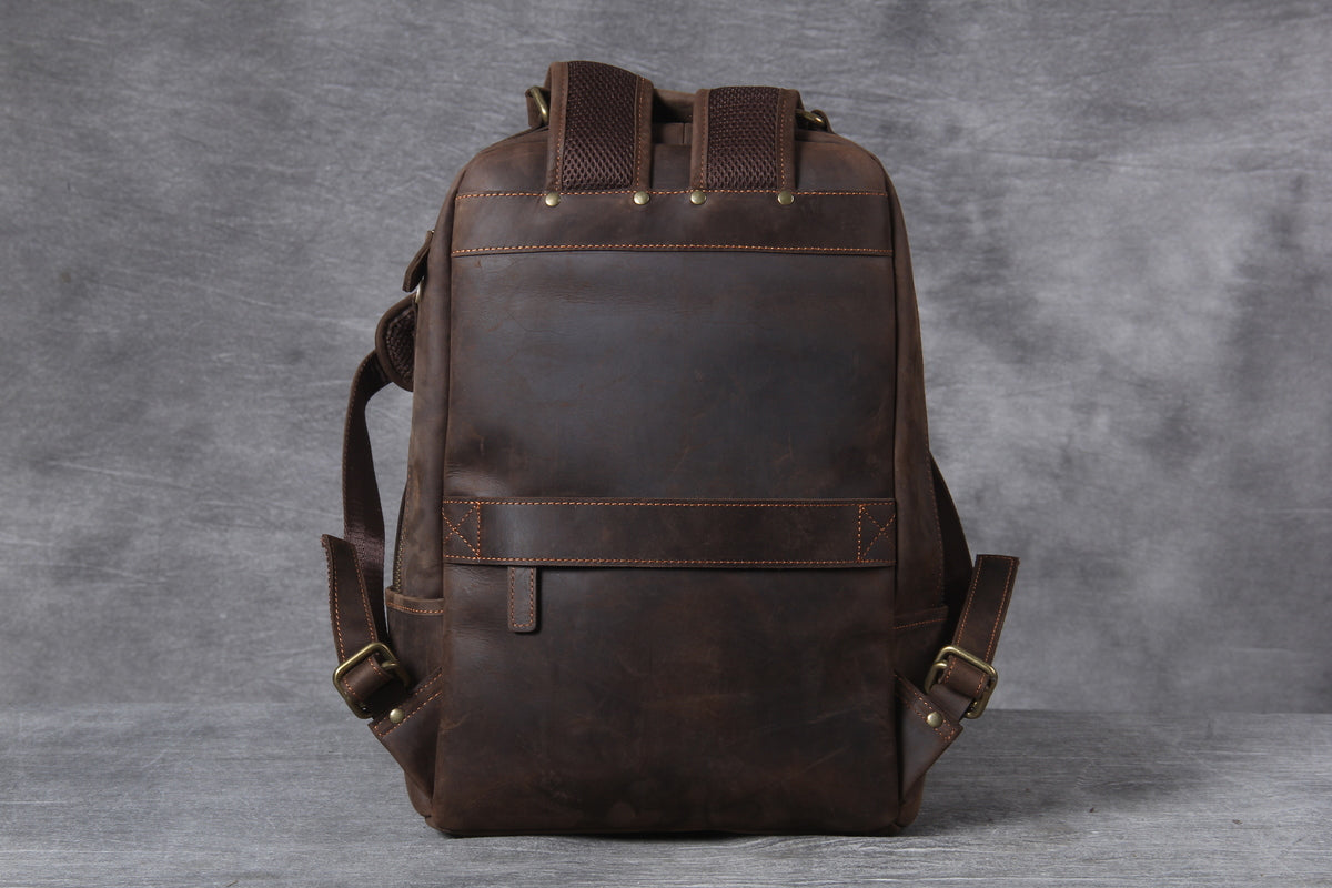 large leather backpack