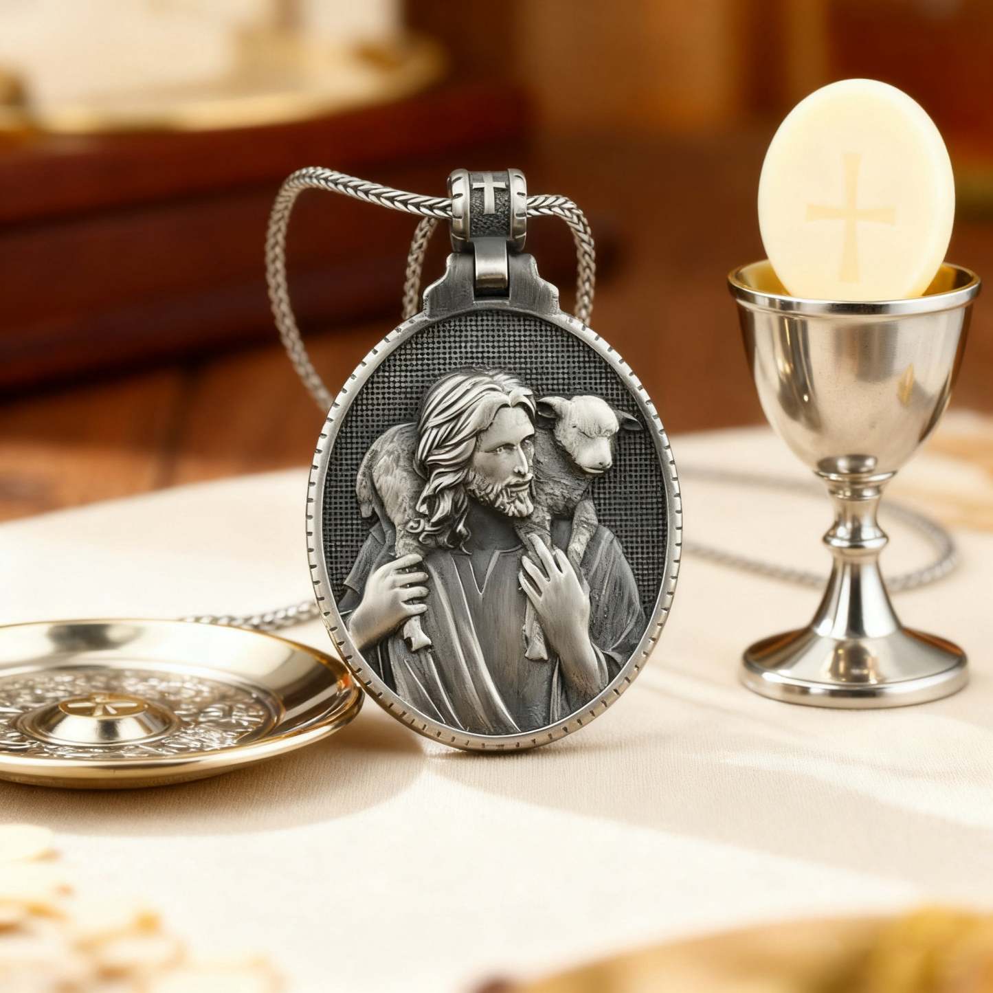 The Good Shepherd Sterling Silver Necklace - Sacred Symbol of Christ's Loving Care - John 10:14-KKICO