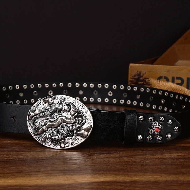 Draco Western Leather Belt with Plate Buckle | 3.8cm Wide