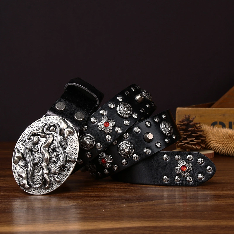Draco Western Leather Belt with Plate Buckle | 3.8cm Wide