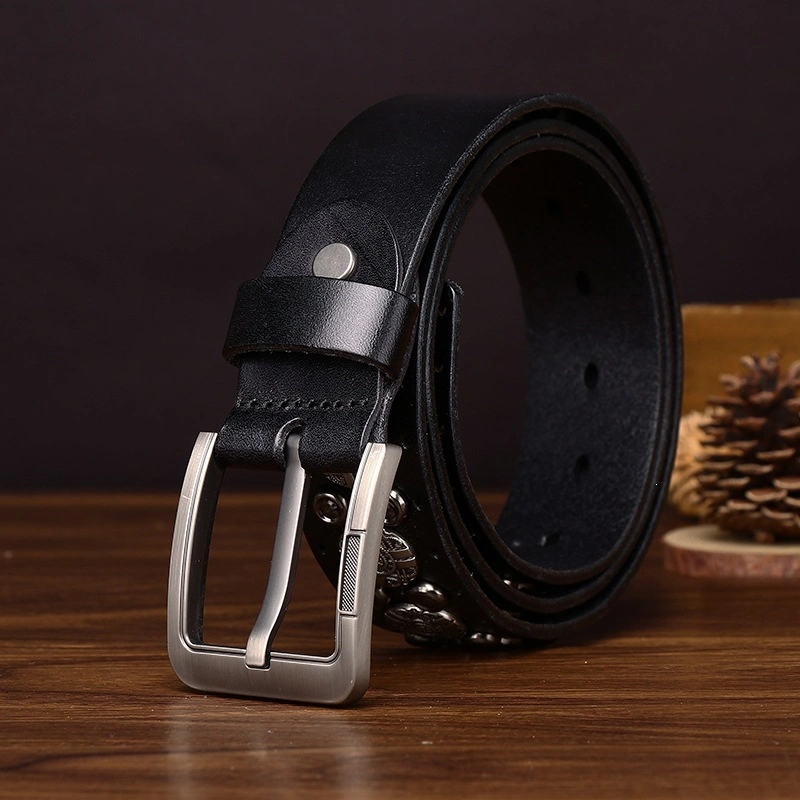 Iron Trail Studded Leather Belt with Alloy Pin Buckle | 3.8cm Wide